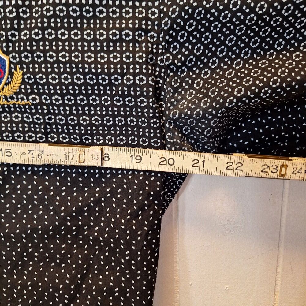 Porto Blanco Black Pattern Button Flip Cuff ‎ Algondon Cotton Shirt Men's Large - Picture 11 of 13